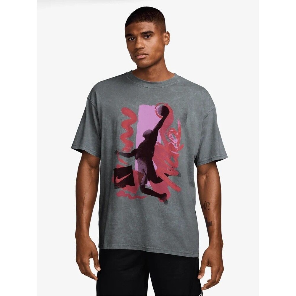 Nike Basketball Graphic Tee Blue Mens Size XXL HV1697-065 Loose Fit Max 90 BBall